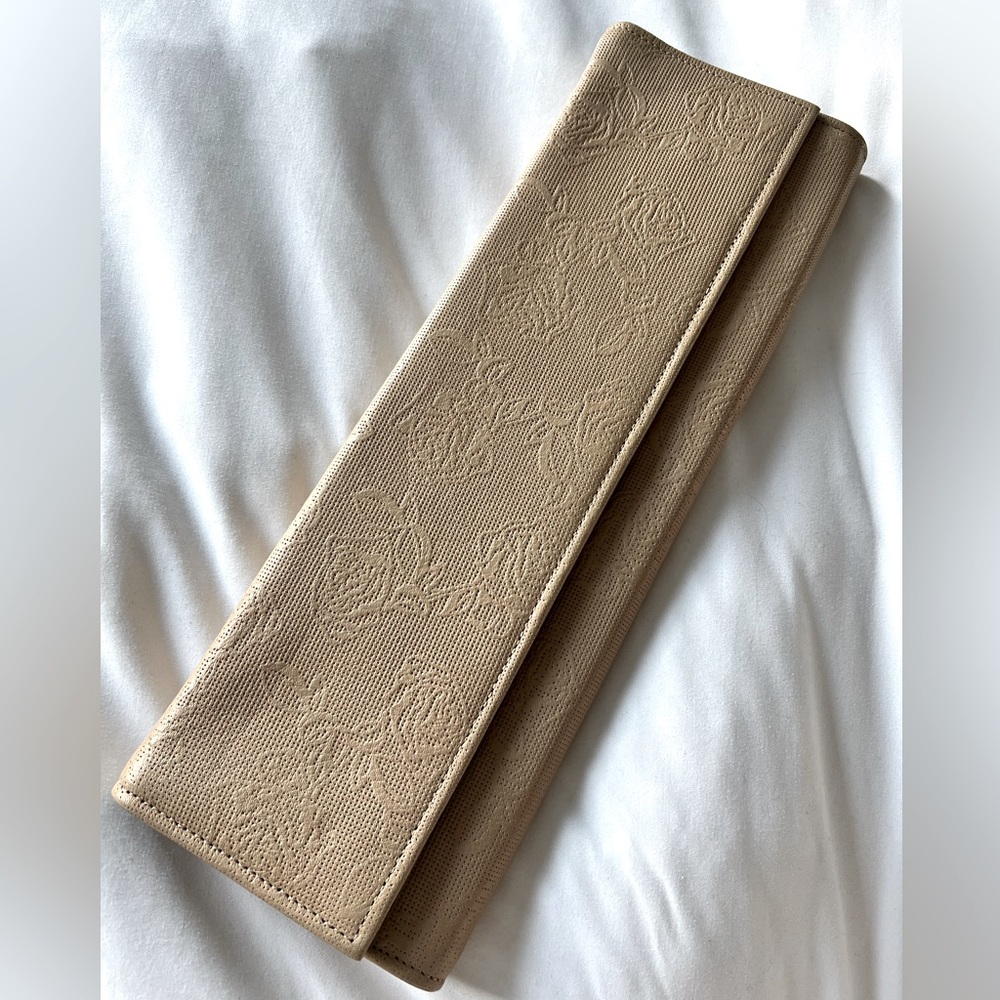 Roses Embroidered Leather Clutch